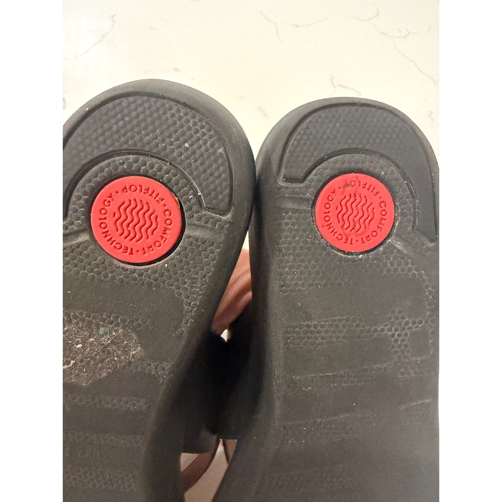 FitFlop Black Leather Delta Toe Thong Sandals Comfort Slides Womens 9 K31-001 - Picture 6 of 7